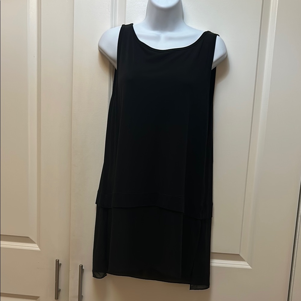 Eileen Fisher Black Sleeveless Layered Silk Tank Tunic